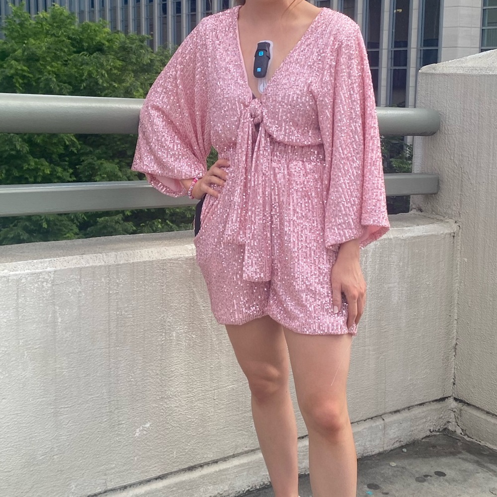 Beautiful Pink Sequin Romper! - Pink Lily XS